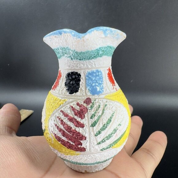 Vintage 1950s Italian Pottery Jug Pitcher Carafe Textured Glaze Made In Italy - Picture 10 of 10